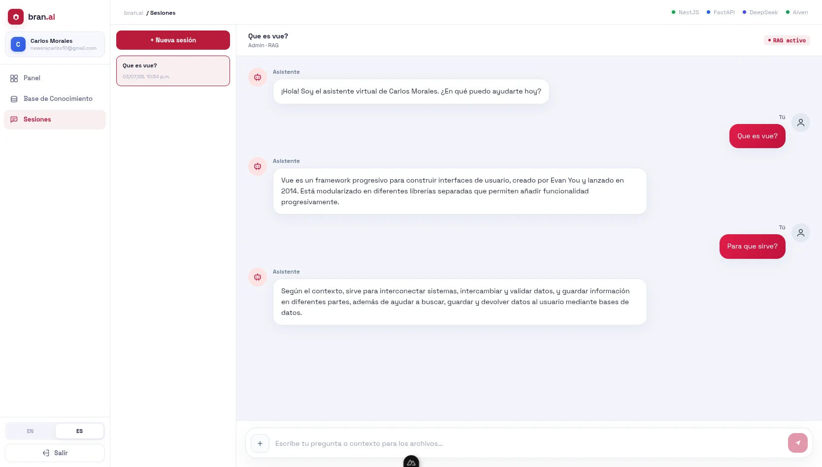 Helpdesk con RAG — captura 3